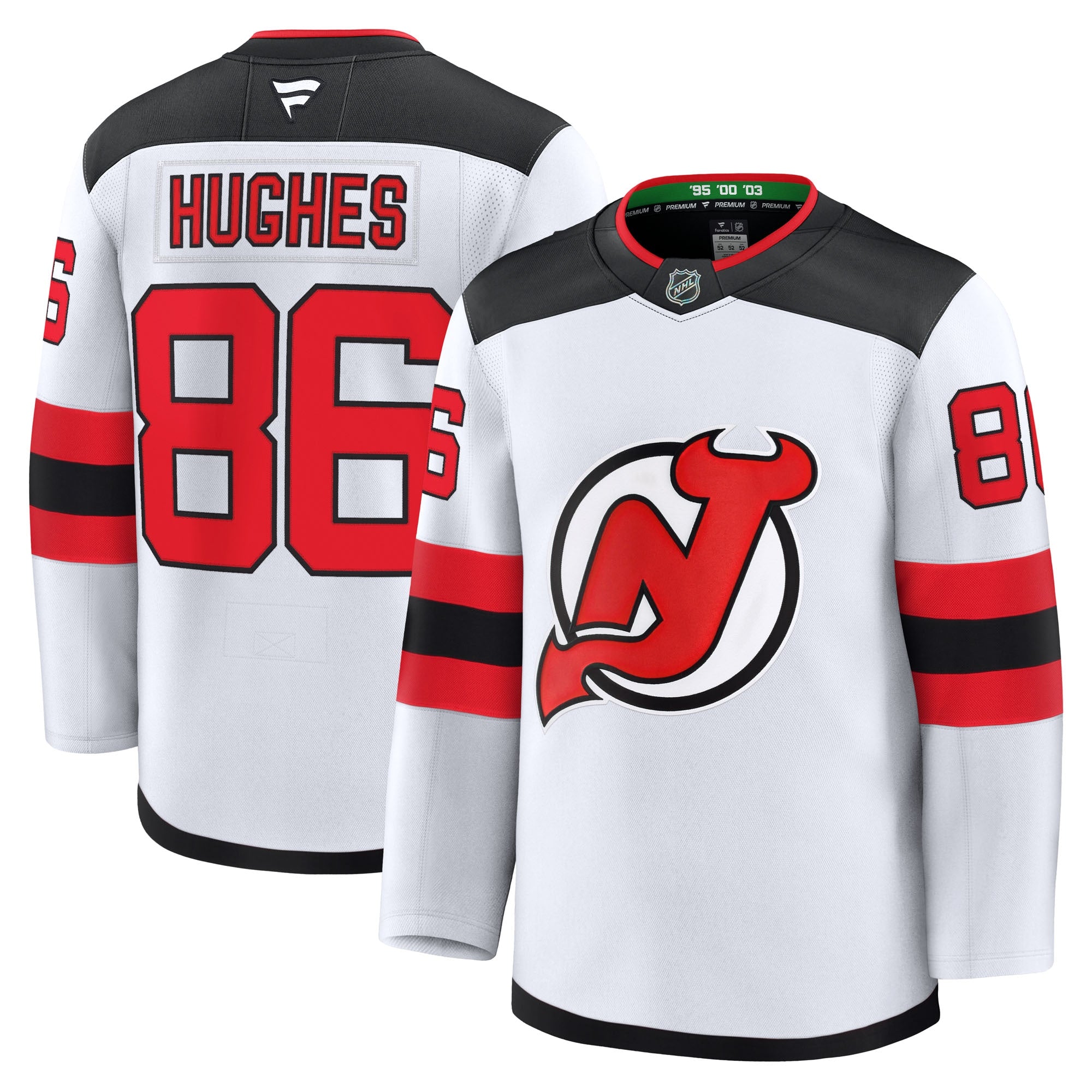 Jack Hughes New Jersey Devils Home Premium Jersey - Red/White/Black - Image 8