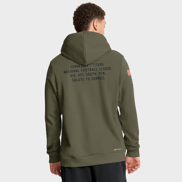 Tennessee Titans Nike 2025 Salute to Service Sideline Standard Issue Dri-FIT Hoodie - Olive - Image 2