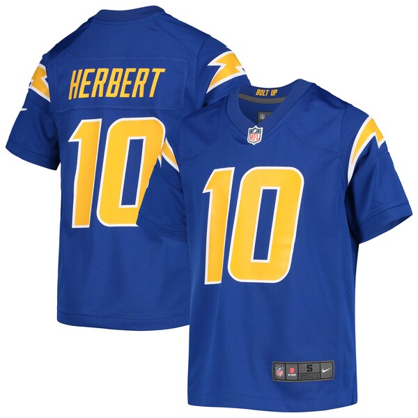 Justin Herbert Los Angeles Chargers Nike Youth Game Jersey - Royal/Navy/Powder Blue/White - Image 2
