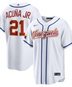 Ronald Acu?a Jr. Venezuela Baseball Nike 2026 World Baseball Classic Home Stadium Jersey - White