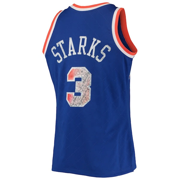 John Starks New York Knicks 1991/92 Hardwood Classics NBA 75th Anniversary Diamond Swingman Jersey - Blue - Image 3
