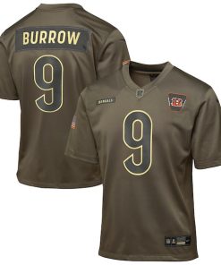 Joe Burrow Cincinnati Bengals Nike Youth 2025 Salute to Service Game Jersey - Olive