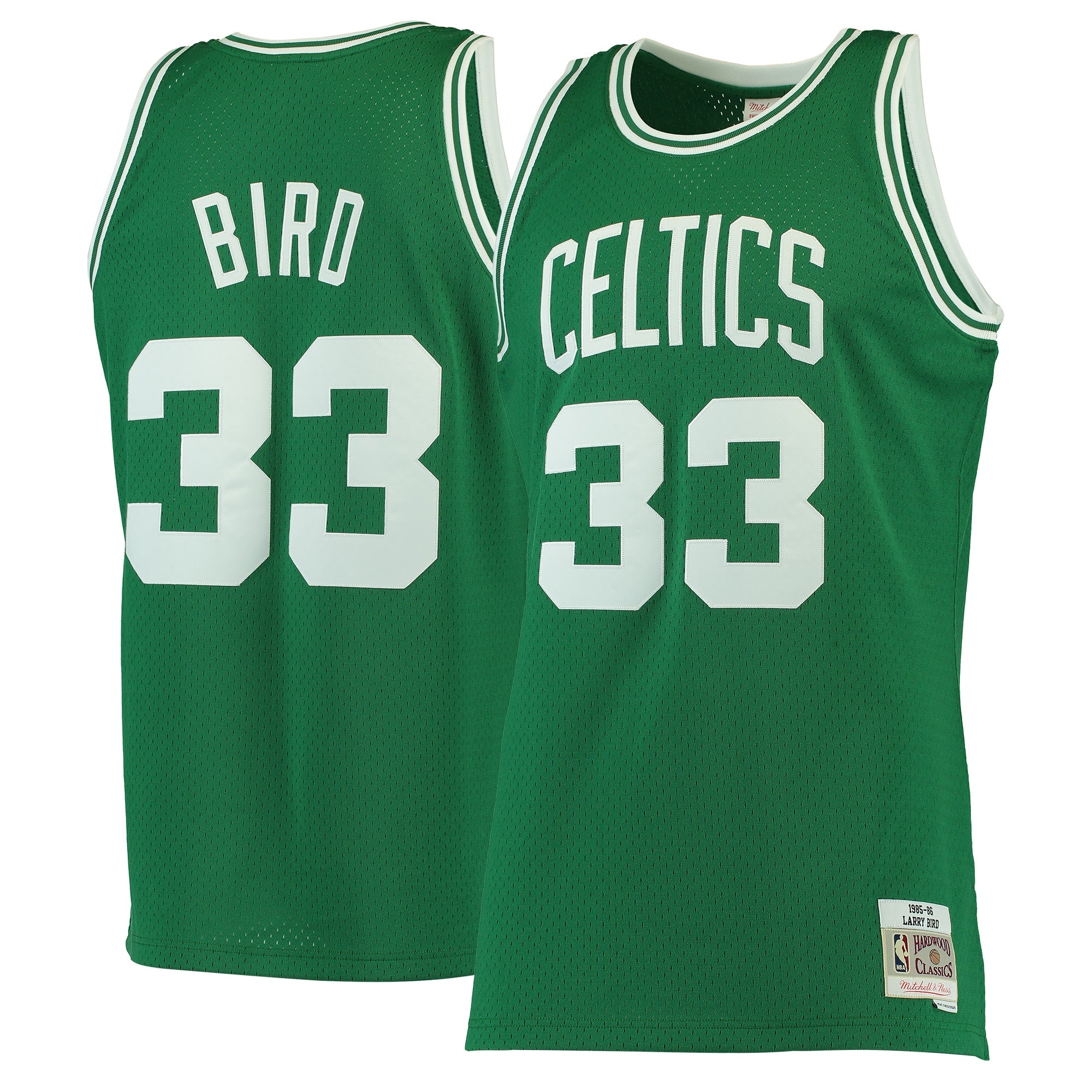 Larry Bird Boston Celtics Hardwood Classics 1985/86 Swingman Jersey - White/Kelly Green - Image 3