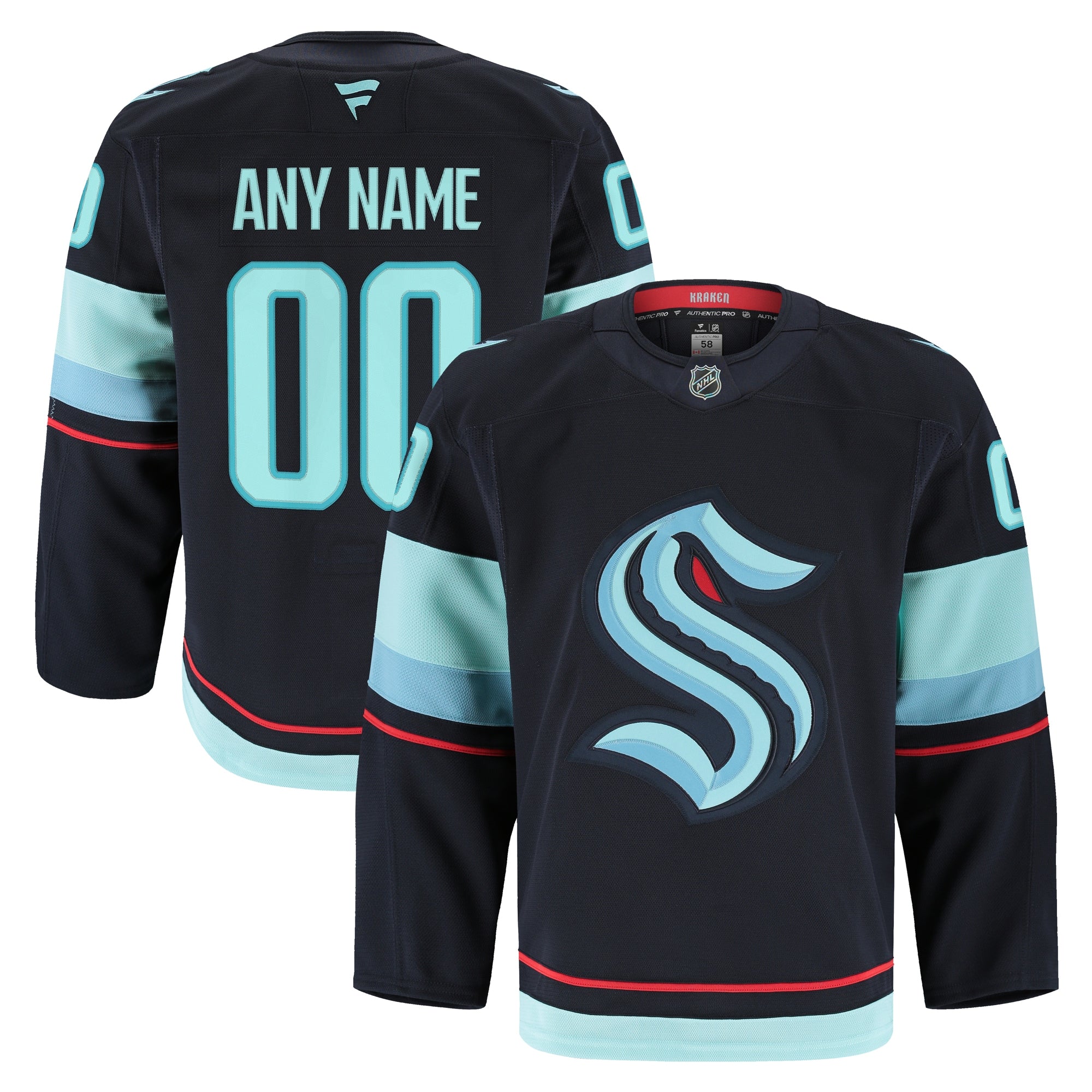 Seattle Kraken Alternate Authentic Pro Custom Jersey - Black/Navy - Image 6
