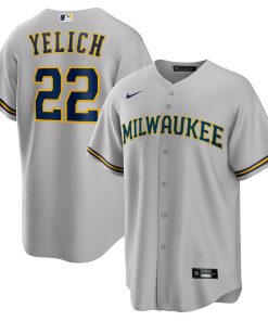 Alternative view of Christian Yelich Milwaukee Brewers Nike Alternate Replica Player Jersey - Navy/Cream/Gray/White