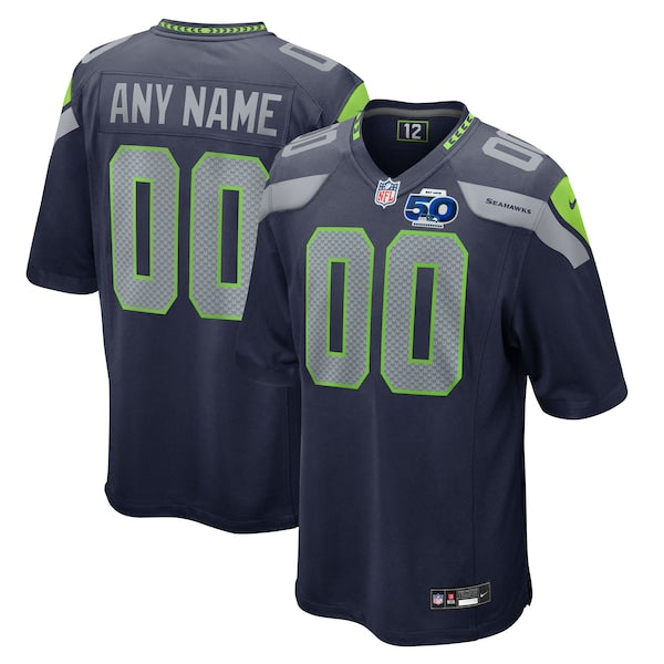 Seattle Seahawks Nike 50th Season Team Custom Game Jersey - College Navy/Royal - Image 2