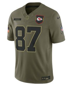 Alternative view of Travis Kelce Kansas City Chiefs Nike 2025 Salute to Service Limited Jersey - Olive