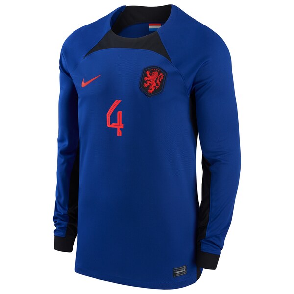 Virgil Van Dijk Netherlands National Team Nike 2022/23 Away Breathe Stadium Replica Player Long Sleeve Jersey - Blue - Image 2