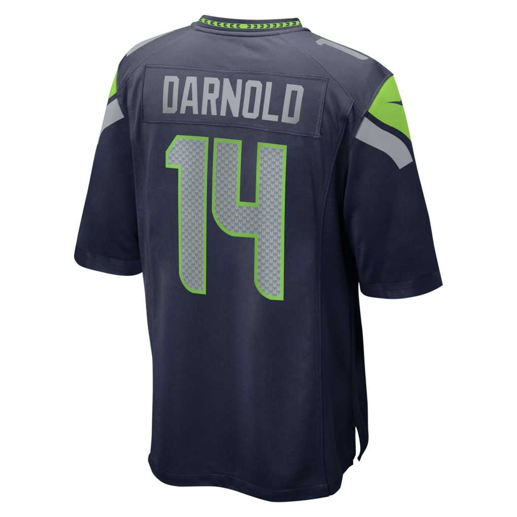 Men's Seattle Seahawks Sam Darnold Nike College Navy Super Bowl LX Patch Game Jersey - Image 4