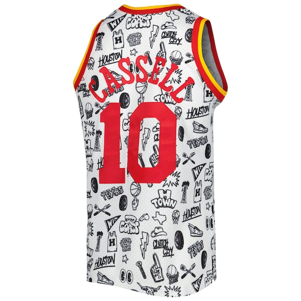 Sam Cassell Houston Rockets 1993/94 Hardwood Classics Doodle Swingman Jersey - White - Image 3