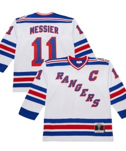 Alternative view of Mark Messier New York Rangers 1993-94 Power Play Jersey - White/Royal