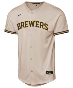 Alternative view of Milwaukee Brewers Nike Youth Home Replica Jersey - Cream