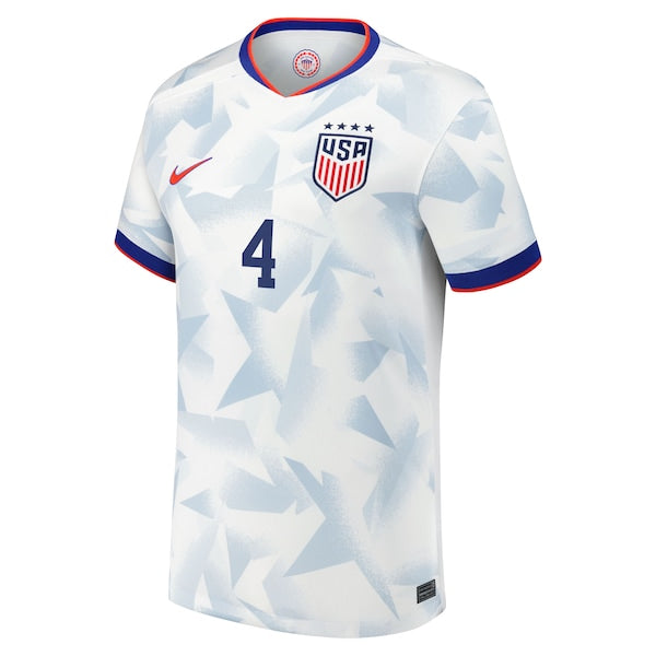 Naomi Girma USMNT Nike Youth 2025 Home Replica Player Jersey - White - Image 2