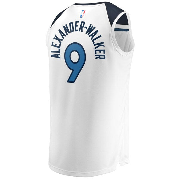 Nickeil Alexander-Walker Minnesota Timberwolves Youth Fast Break Replica Player Jersey - Association Edition - White - Image 3