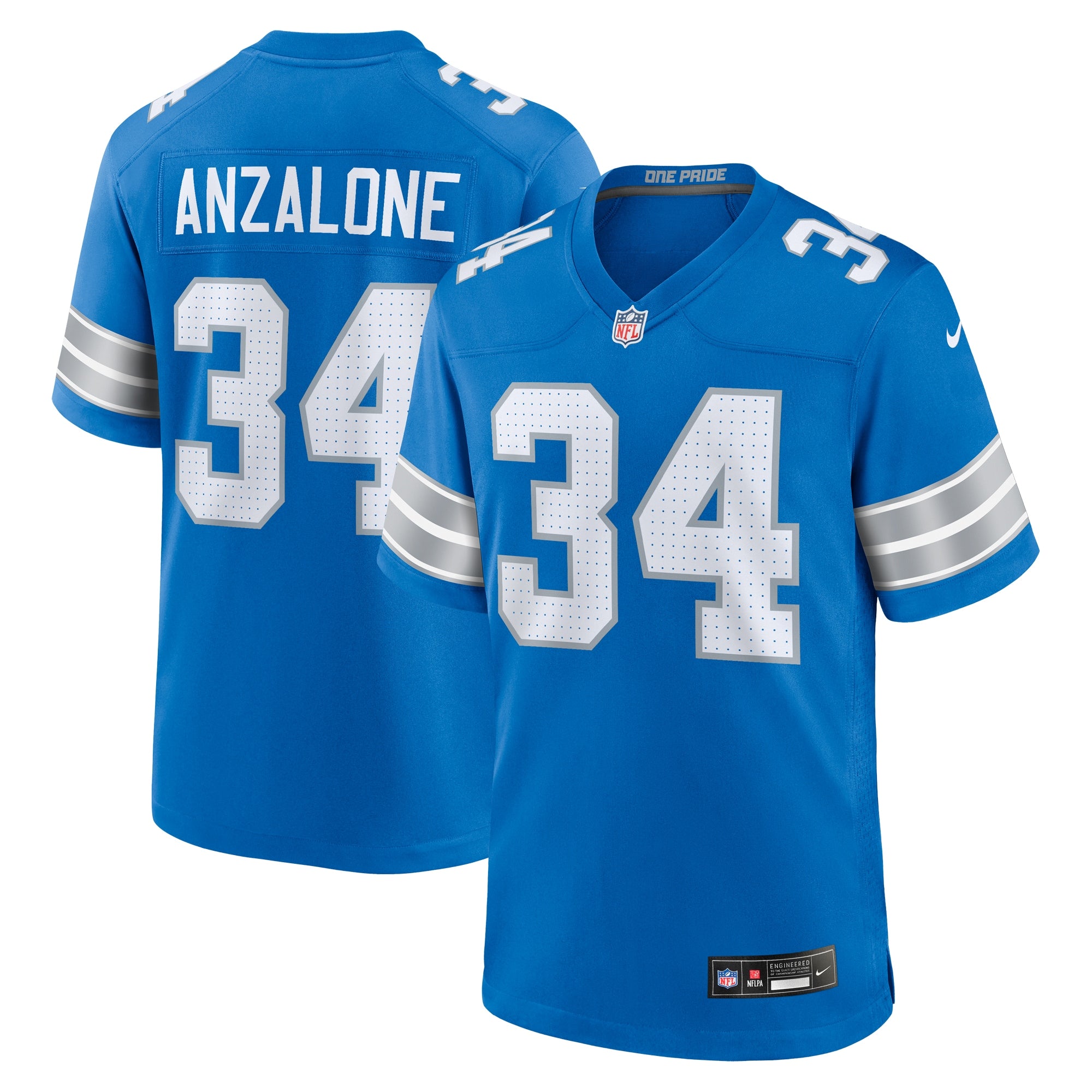 Alex Anzalone Detroit Lions Nike 2nd Alternate Game Jersey - Black/Blue - Image 6