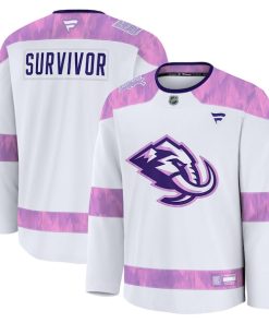 Utah Mammoth  Hockey Fights Cancer Survivor Practice Jersey - White