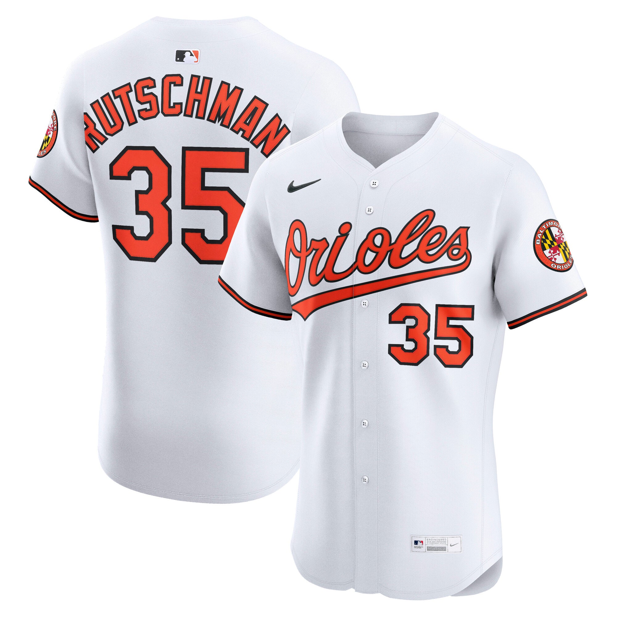 Adley Rutschman Baltimore Orioles Nike Alternate 2 Elite Jersey - Orange/White/Black - Image 5