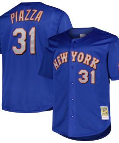 Alternative view of Mike Piazza New York Mets  Big & Tall Cooperstown Collection Mesh Batting Practice Jersey - Royal/Orange
