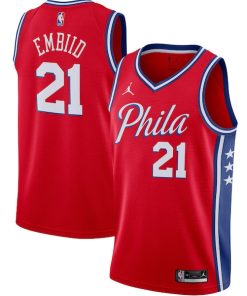 Joel Embiid Philadelphia 76ers Jordan Brand 2020/21 Swingman Jersey - Statement Edition - Red