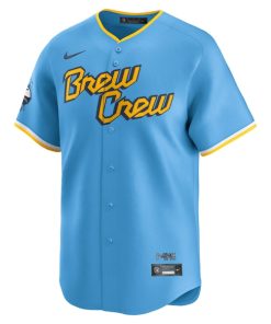 Alternative view of Christian Yelich Milwaukee Brewers Nike City Connect Limited Player Jersey - Powder Blue