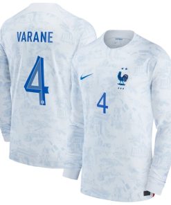 Raphael Varane France National Team Nike 2022/23 Away Breathe Stadium Replica Long Sleeve Jersey - White