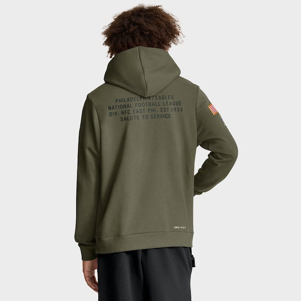 Philadelphia Eagles Nike 2025 Salute to Service Sideline Standard Issue Dri-FIT Hoodie - Olive - Image 2