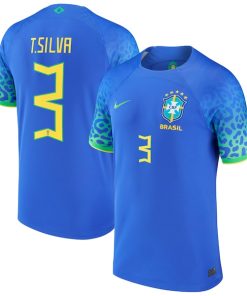 Thiago Silva Brazil National Team Nike 2022/23 Replica Away Jersey - Blue