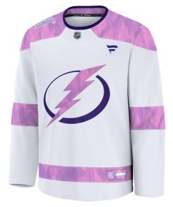 Alternative view of Tampa Bay Lightning  2024 Hockey Fights Cancer Practice Jersey - White