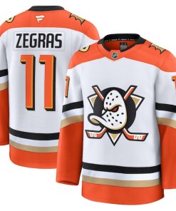 Alternative view of Trevor Zegras Anaheim Ducks  Away Premium Jersey - White/Orange
