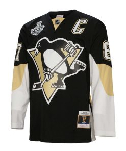 Alternative view of Sidney Crosby Pittsburgh Penguins Big & Tall 2008 Captain Patch Blue Line Player Jersey - Black