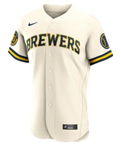 Alternative view of Milwaukee Brewers Nike Home Authentic Team Jersey - Cream