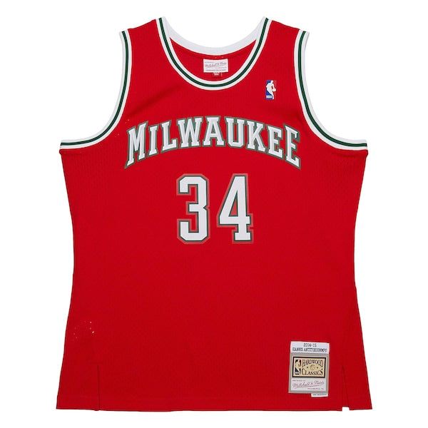Giannis Antetokounmpo Milwaukee Bucks 2014/15 Hardwood Classics Swingman Jersey - Red - Image 4