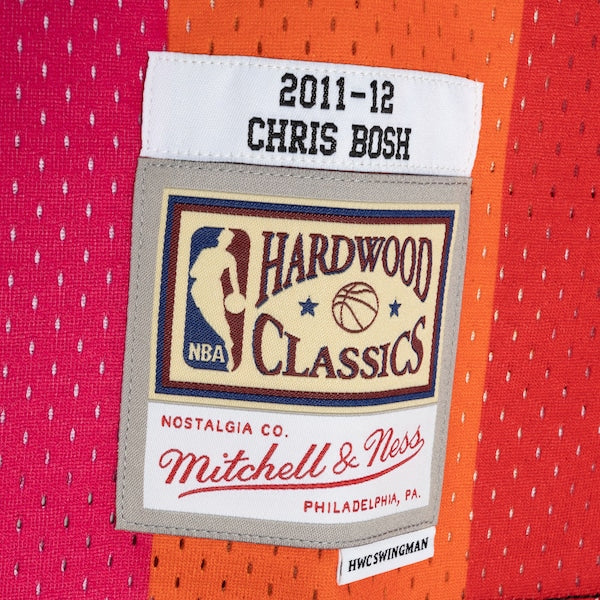 Chris Bosh Miami Heat Hardwood Classics 2011/12 Split Swingman Jersey - Black/Red - Image 4