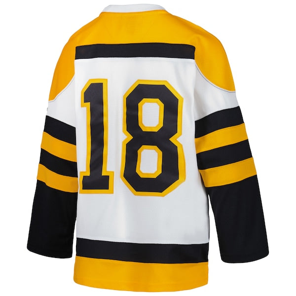 Willie O'Ree Boston Bruins Youth 1958 Blue Line Player Jersey - White - Image 3