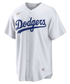 Alternative view of Jackie Robinson Brooklyn Dodgers Nike Home Cooperstown Collection Player Jersey - White