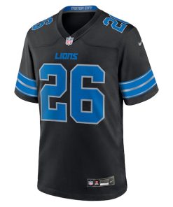 Alternative view of Jahmyr Gibbs Detroit Lions Nike 2nd Alternate Game Jersey - Black