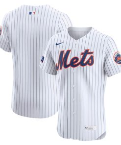New York Mets Nike Home Sponsor Patch Elite Jersey - White