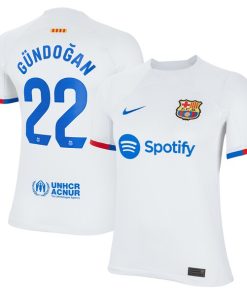 Ilkay G¨¹ndogan Barcelona Nike Youth 2023/24 Away Stadium Replica Player Jersey - White