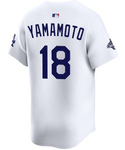 Alternative view of Yoshinobu Yamamoto Los Angeles Dodgers Nike 2025 World Series Champions Limited Jersey - White