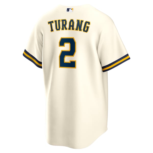 Brice Turang Milwaukee Brewers Nike Home Replica Jersey - Cream - Image 3