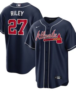 Alternative view of Austin Riley Atlanta Braves Nike Alternate Replica Jersey - Navy/White/Red