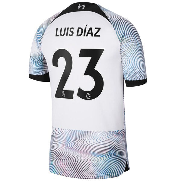 Luis Diaz Liverpool Nike 2022/23 Away Breathe Stadium Replica Player Jersey - White - Image 3