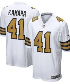 Alternative view of Alvin Kamara New Orleans Saints Nike Alternate Game Jersey -  White/Black