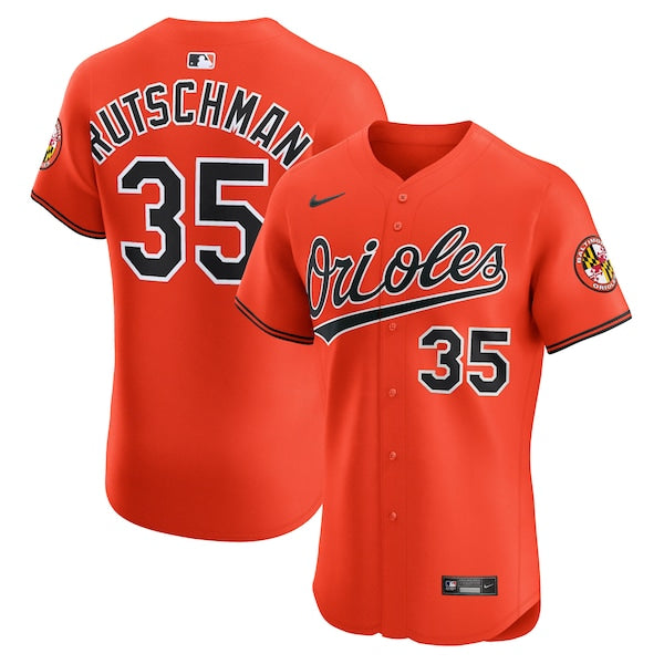 Adley Rutschman Baltimore Orioles Nike Alternate 2 Elite Jersey - Orange/White/Black - Image 2