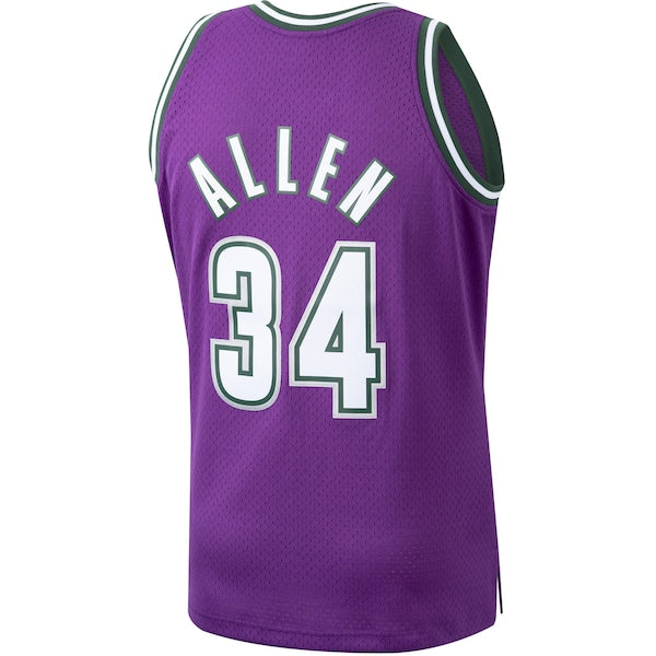 Ray Allen Milwaukee Bucks 2000/01 Hardwood Classics Swingman Jersey - Purple - Image 3
