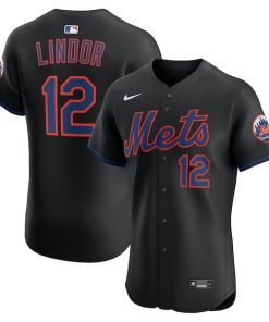 Francisco Lindor New York Mets Nike Alternate Elite Jersey - Black