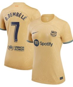 Ousmane Dembele Barcelona Nike Women's 2022/23 Away Replica Player Jersey - Gold