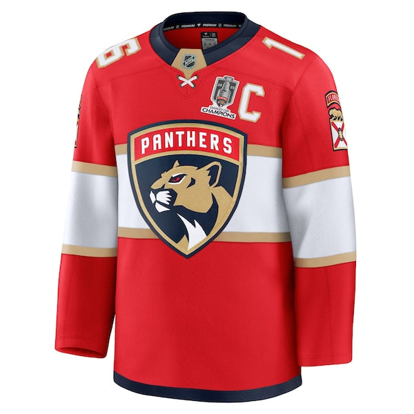 Aleksander Barkov Florida Panthers Home 2025 Stanley Cup Champions Premium Patched Jersey - Red - Image 3