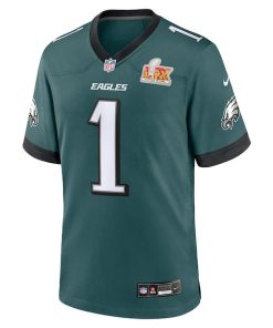 Alternative view of Jalen Hurts Philadelphia Eagles Nike Super Bowl LIX Game Player Jersey - Midnight Green