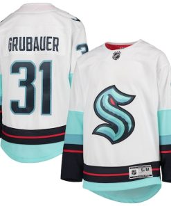 Philipp Grubauer Seattle Kraken Youth Away Premier Player Jersey - White